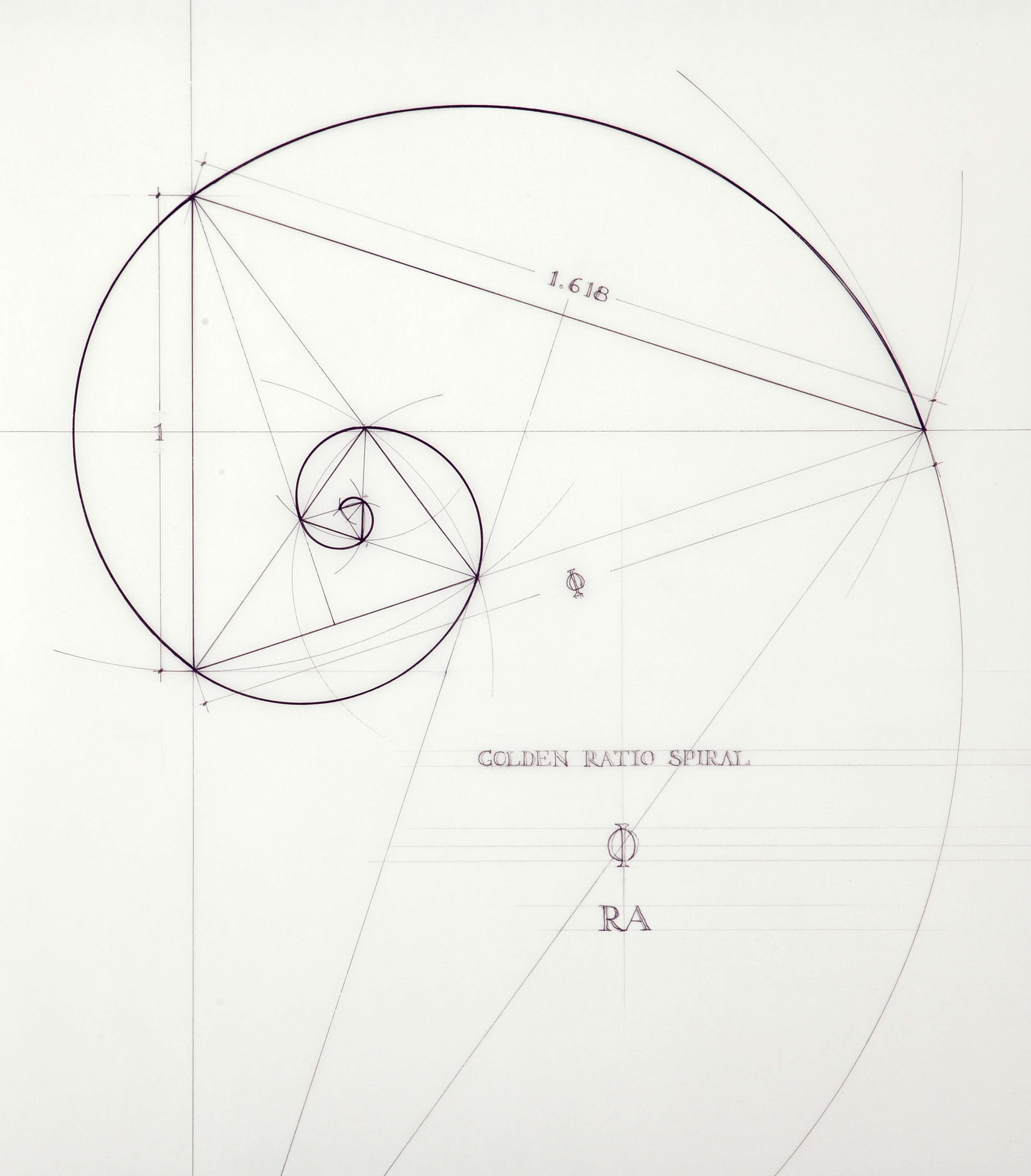 An artist masterfully illustrates the golden ratio, by hand - Aleph